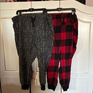 Women’s Plus old navy  Leopard and Red Plaid pj bottoms -lot 2 pairs xxl